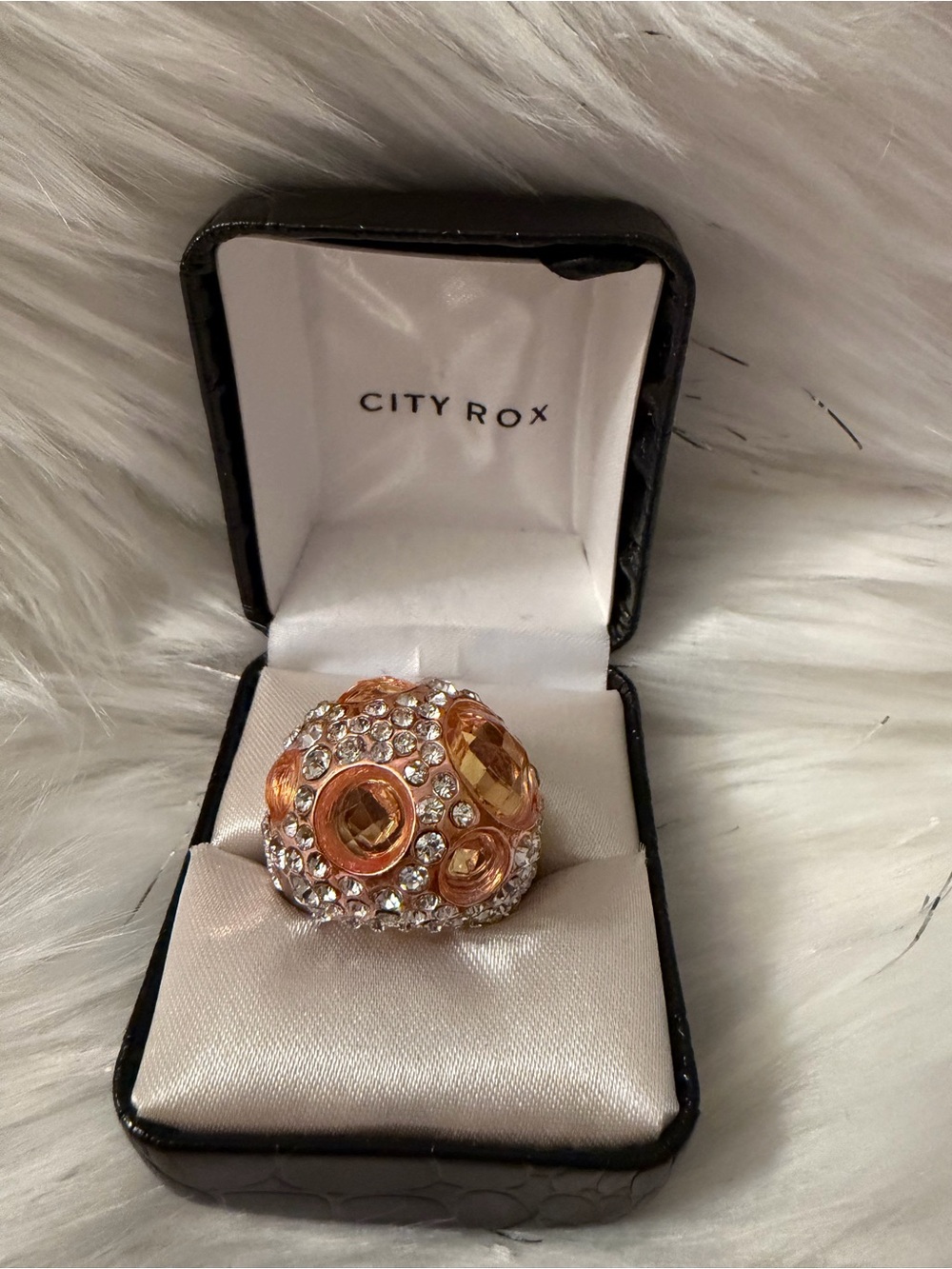 Rose Gold Crystal Dome Statement Ring